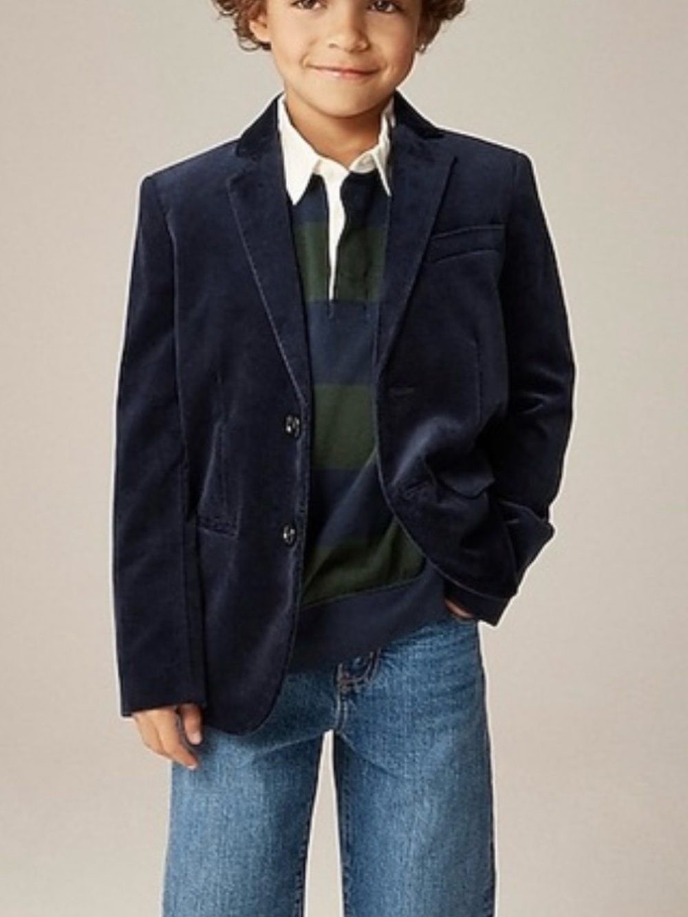 Crewcuts Boys' Ludlow Party Blazer in Blue Velvet
